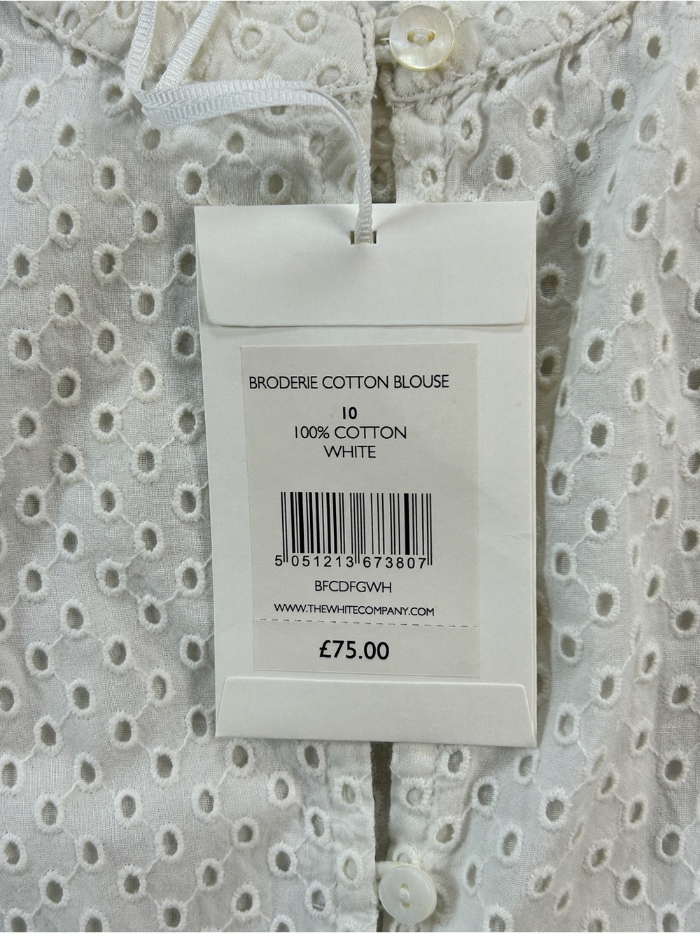NWT The White Company of London White Eyelet Coverup Top Size 6